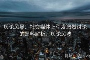 舆论风暴：社交媒体上引发激烈讨论的黑料解析，舆论风波