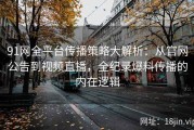 91网全平台传播策略大解析：从官网公告到视频直播，全纪录爆料传播的内在逻辑