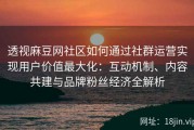 透视麻豆网社区如何通过社群运营实现用户价值最大化：互动机制、内容共建与品牌粉丝经济全解析