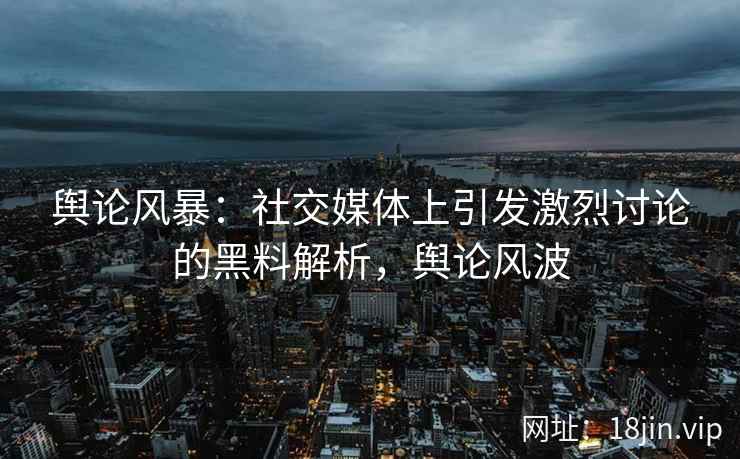 舆论风暴：社交媒体上引发激烈讨论的黑料解析，舆论风波